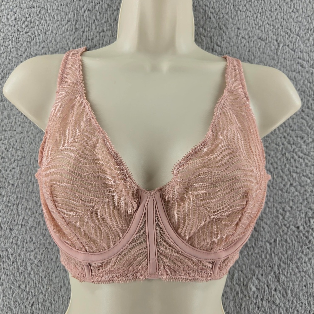 Victorias Secret Bra 34D Pink Unlined Plunge Lace Underwire